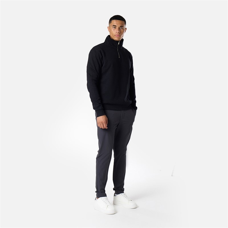 Mens Closure Quarter Zip Funnel Fleece Black - Image 2