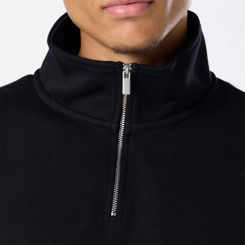 Mens Closure Quarter Zip Funnel Fleece Black - Image 4