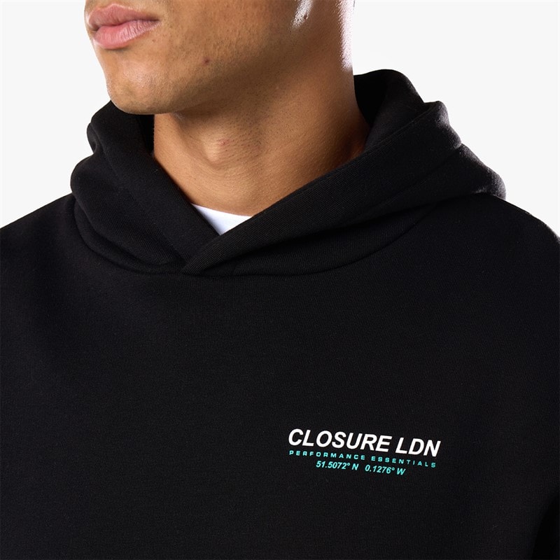 Mens Closure Gradient Mountains Hoodie Black - Image 5