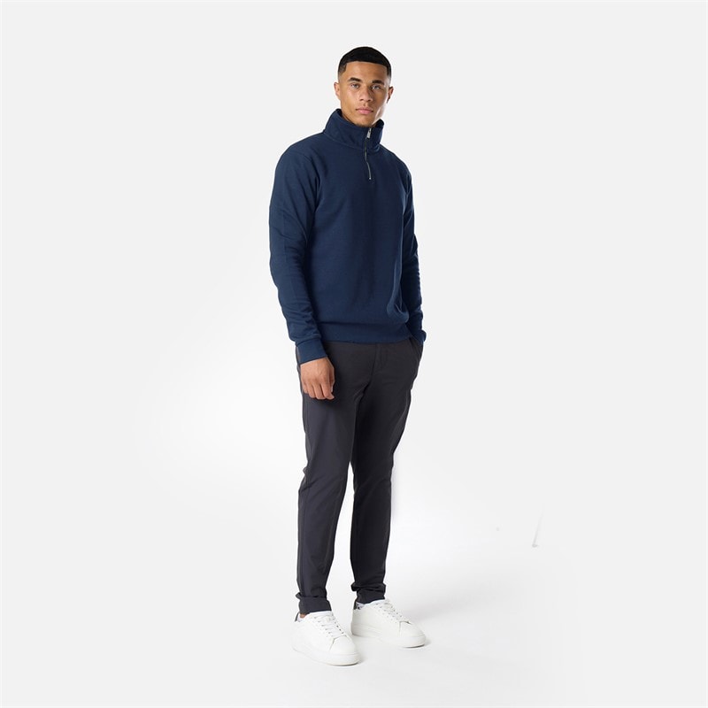 Mens Closure Quarter Zip Funnel Fleece Navy - Image 2