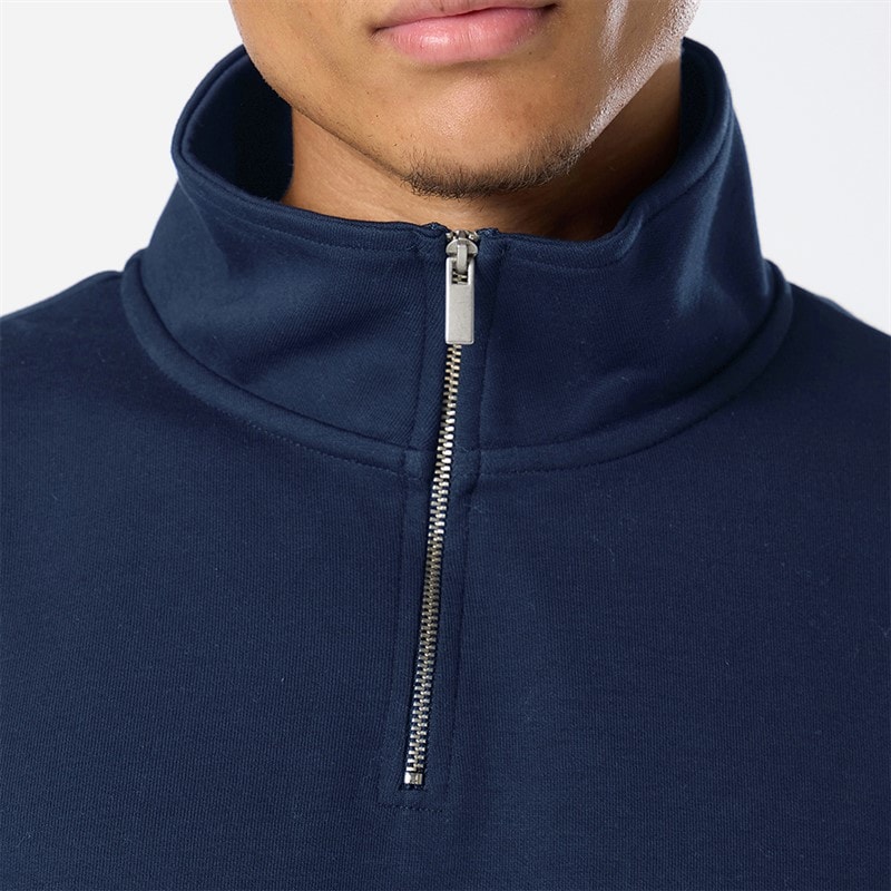 Mens Closure Quarter Zip Funnel Fleece Navy - Image 4