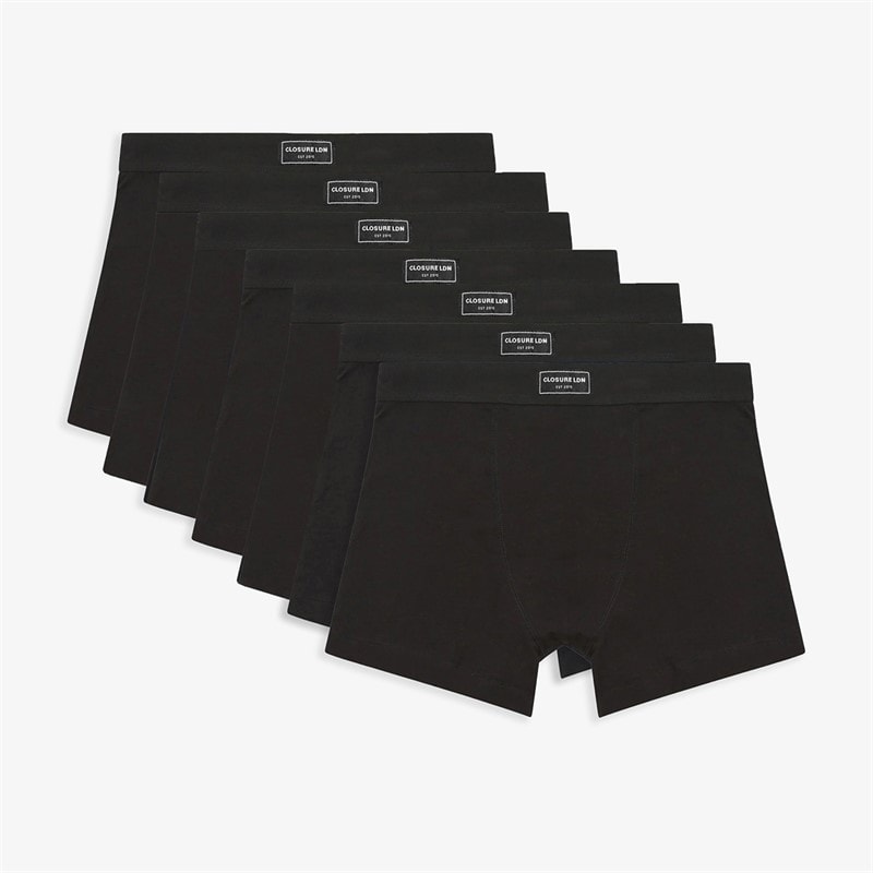 Closure London Mens Seven Pack Boxer Briefs Black