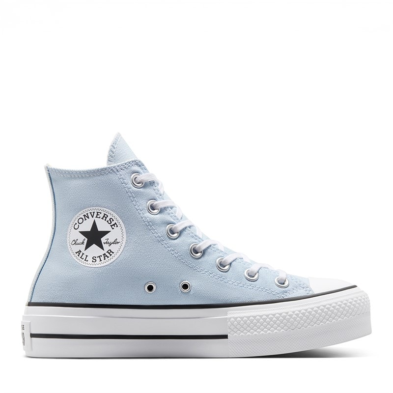 Converse Womens Chuck Taylor All Star Lift Platform Embroidered Crystals Trainers Blue Supermoon/Natural Ivory