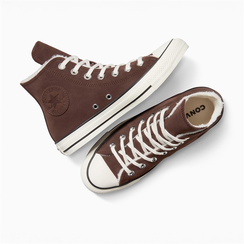 Womens Chuck Taylor All Star Hi Cozy Suede Trainers Totally Fudged/Egret/Black - Image 4