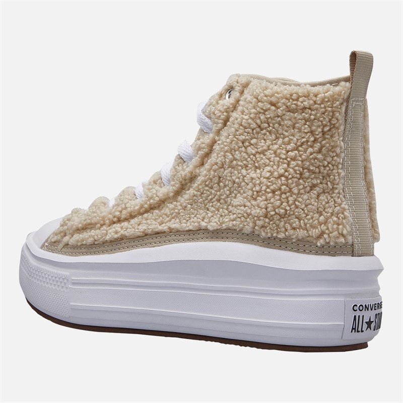 Kids Chuck Taylor All Star Move Platform Sherpa Trainers Beach Stone/White/Black - Image 5