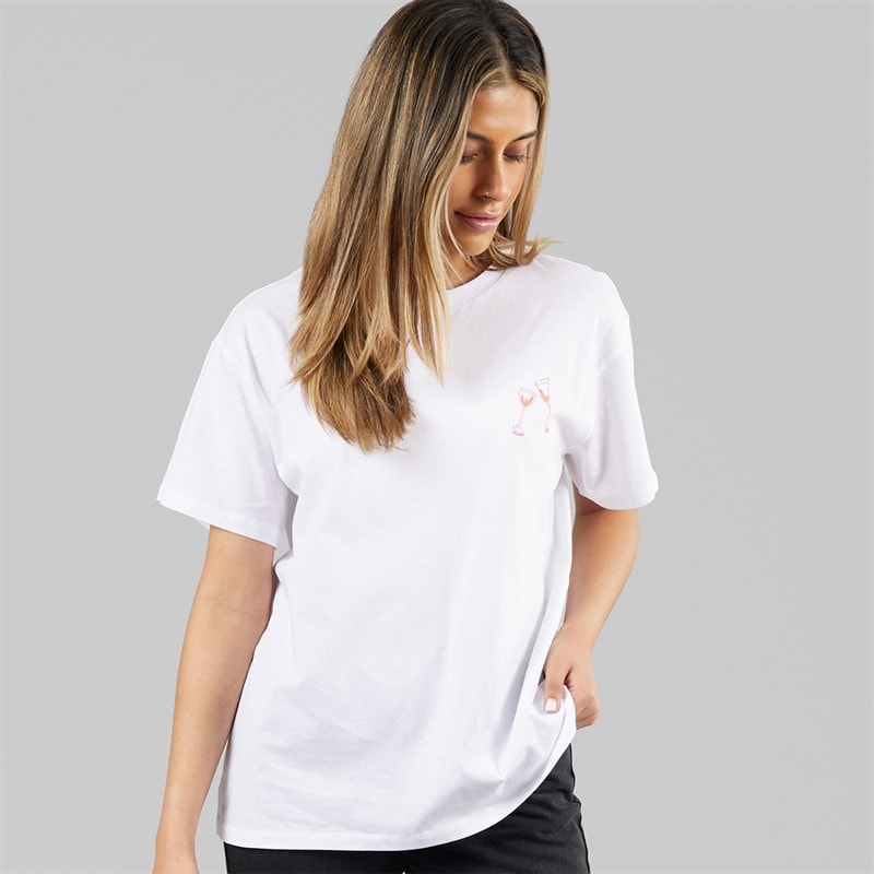 Womens Oversized Graphic T-Shirt White Wine - Image 2