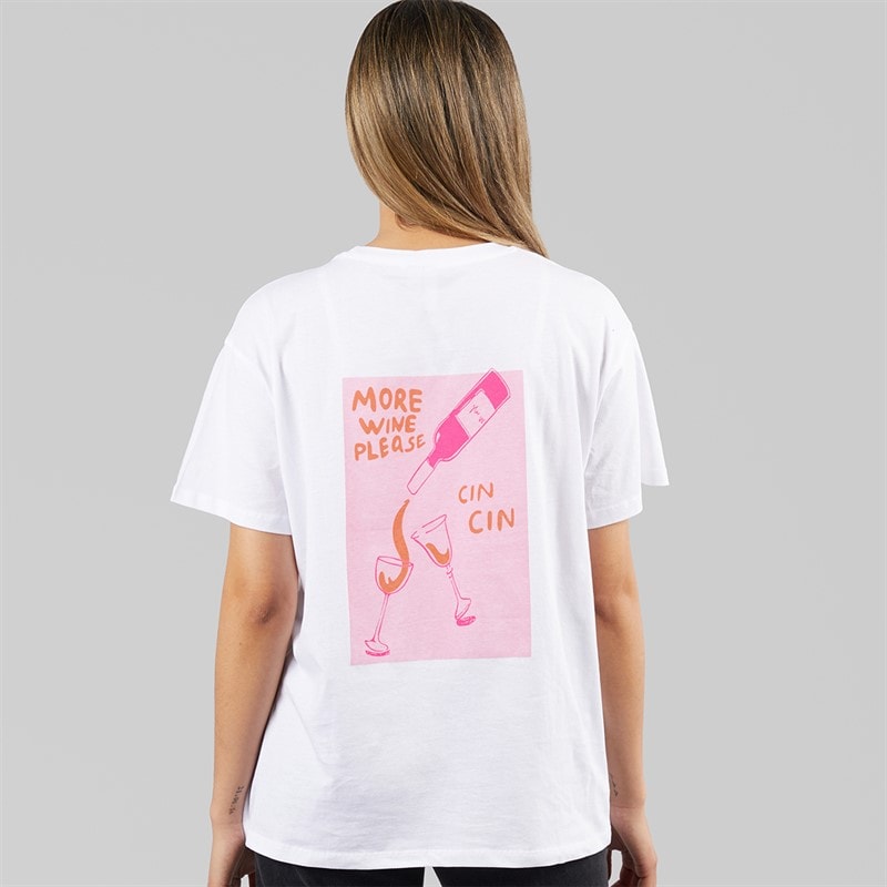 Womens Oversized Graphic T-Shirt White Wine - Image 3