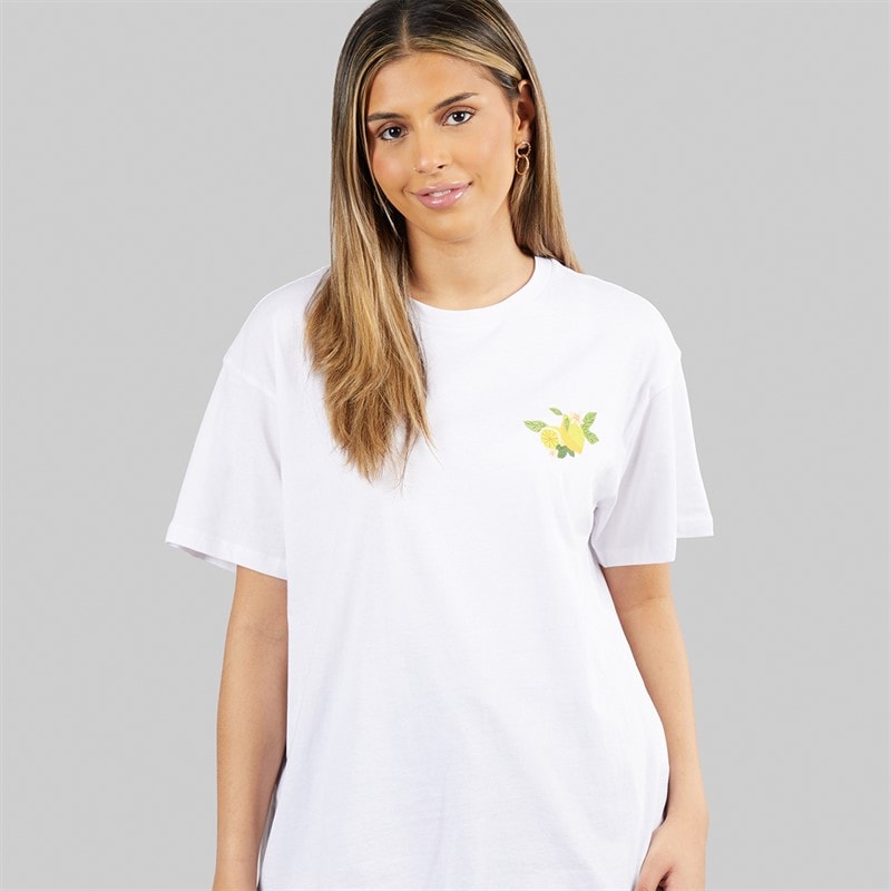 Womens Oversized Graphic T-Shirt White Lemon - Image 2