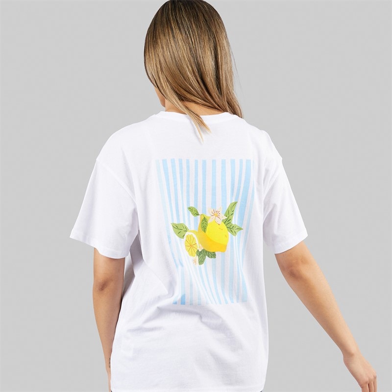 Womens Oversized Graphic T-Shirt White Lemon - Image 3