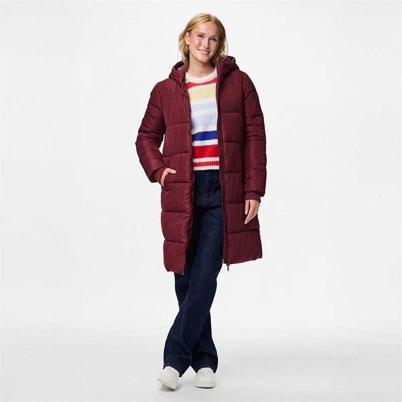 Womens Janni Long Puffer Jacket Tawny Port - Image 4