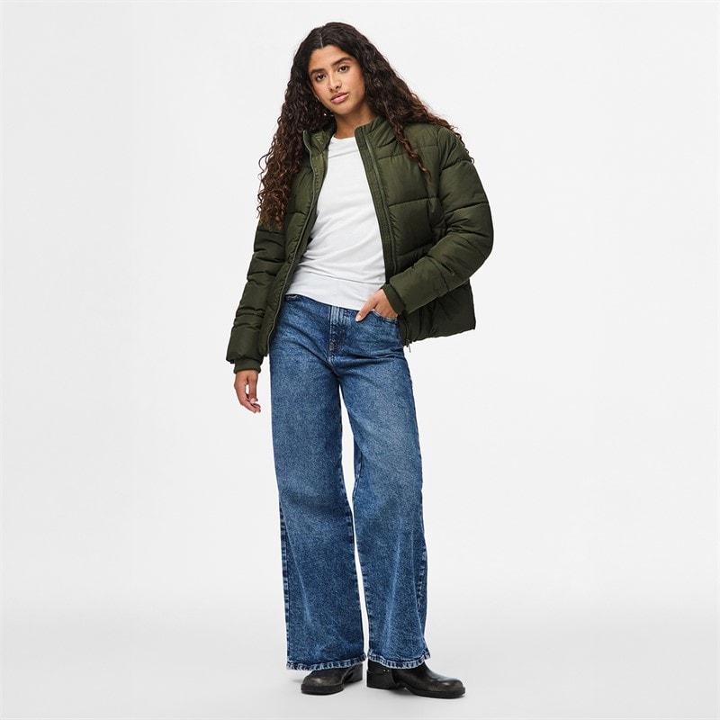Womens Janni Short Puffer Jacket Forest Night - Image 4