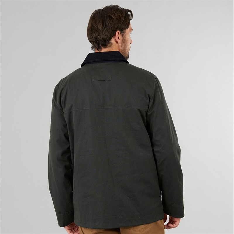 Mens Wax Jacket With Corduroy Collar Deep Forest - Image 2
