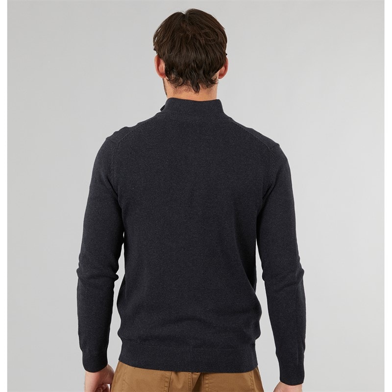 Mens 1/2 Zip Neck Fine Cotton Jumper Charcoal Marl - Image 2