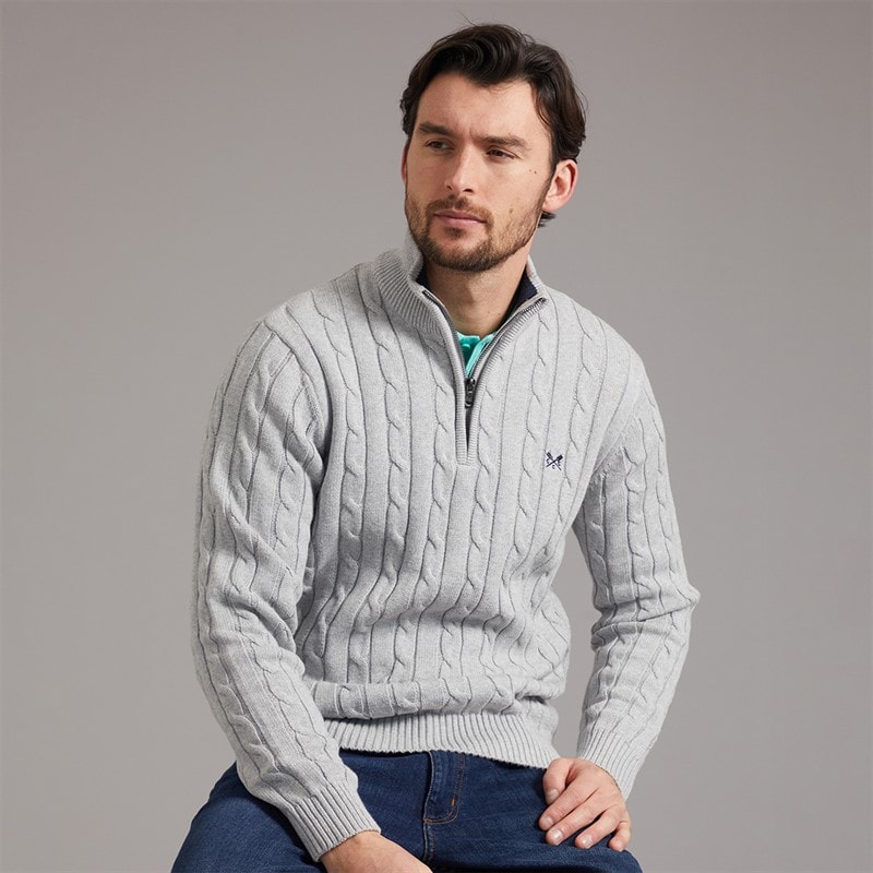 Mens Oarsmen 1/2 Zip Jumper Mid Grey Marl - Image 1