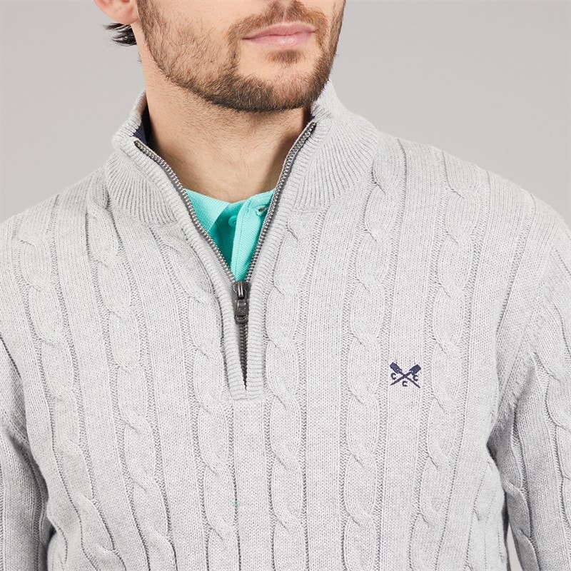 Mens Oarsmen 1/2 Zip Jumper Mid Grey Marl - Image 3
