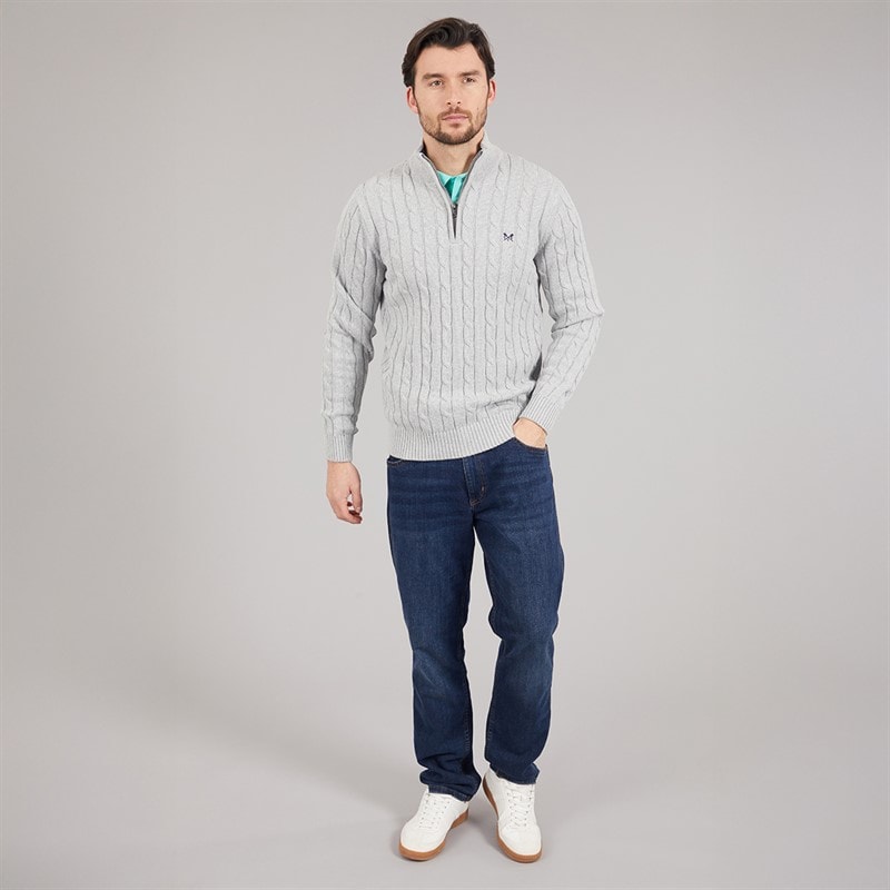 Mens Oarsmen 1/2 Zip Jumper Mid Grey Marl - Image 4