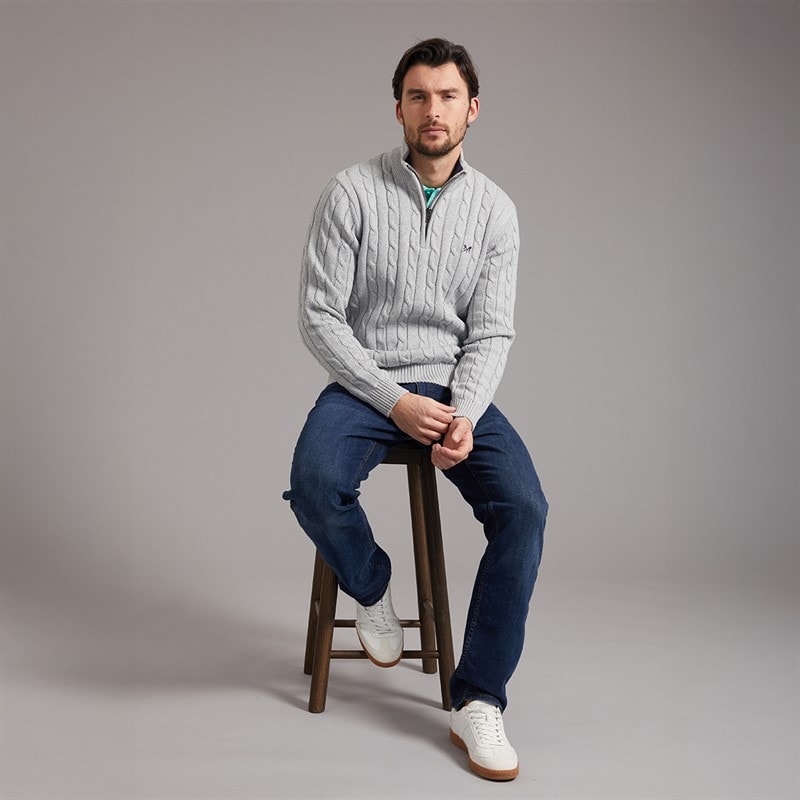 Mens Oarsmen 1/2 Zip Jumper Mid Grey Marl - Image 5