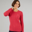Womens Chunky Cable Jumper Rasberrywine