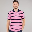 Mens Stripe Polo Shirt Fuchsia Pink/Navy