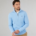 Mens French Rib Half Zip Sweatshirt Della Robbia Blue