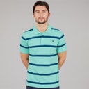 Mens Stripe Polo Shirt Moroccan Blue/Angle Blue