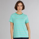 Womens Modal Blend Striped T-Shirt Waterfall/White Linen