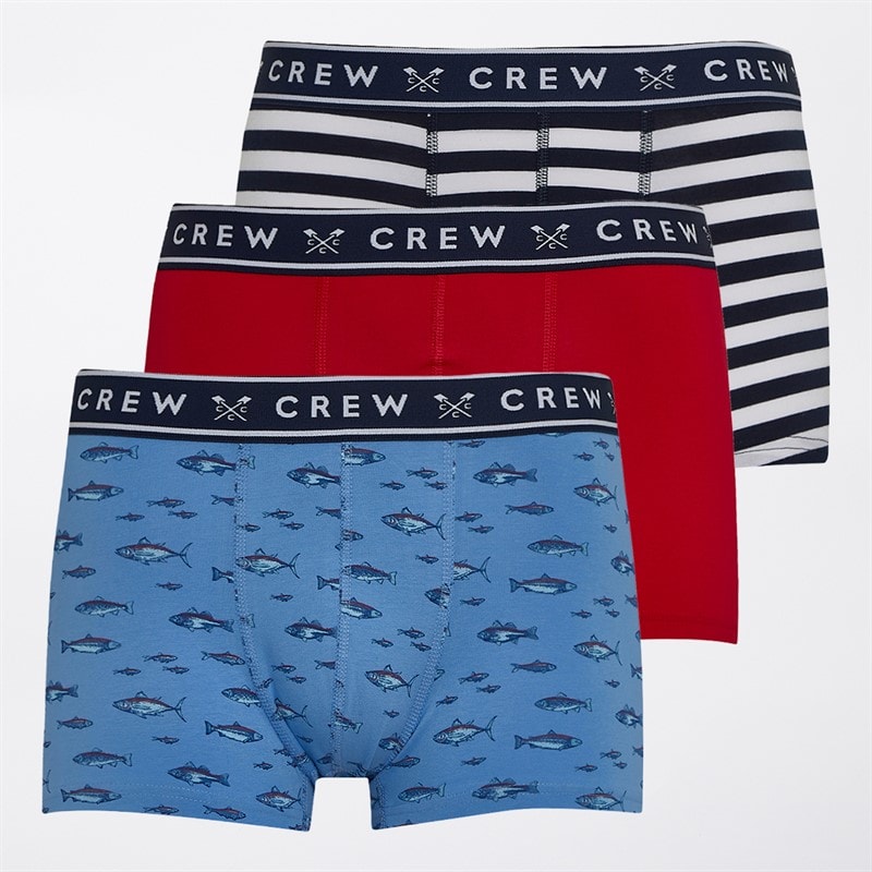 Mens Fishes Three Pack Boxers Blue/Red/Navy - Image 1