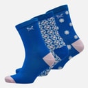 Womens Three Pack Socks Blues