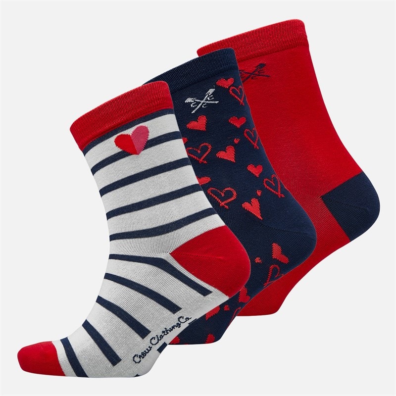 Womens Three Pack Socks Red Navy White - Image 1