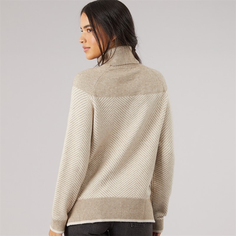 Womens Jacquard Roll Neck Jumper Pumice Stone - Image 2