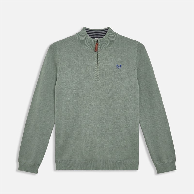 Crew Clothing Boys Half Zip Knitted Jumper Sage