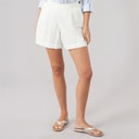 Womens Wide Leg Shorts White Linen