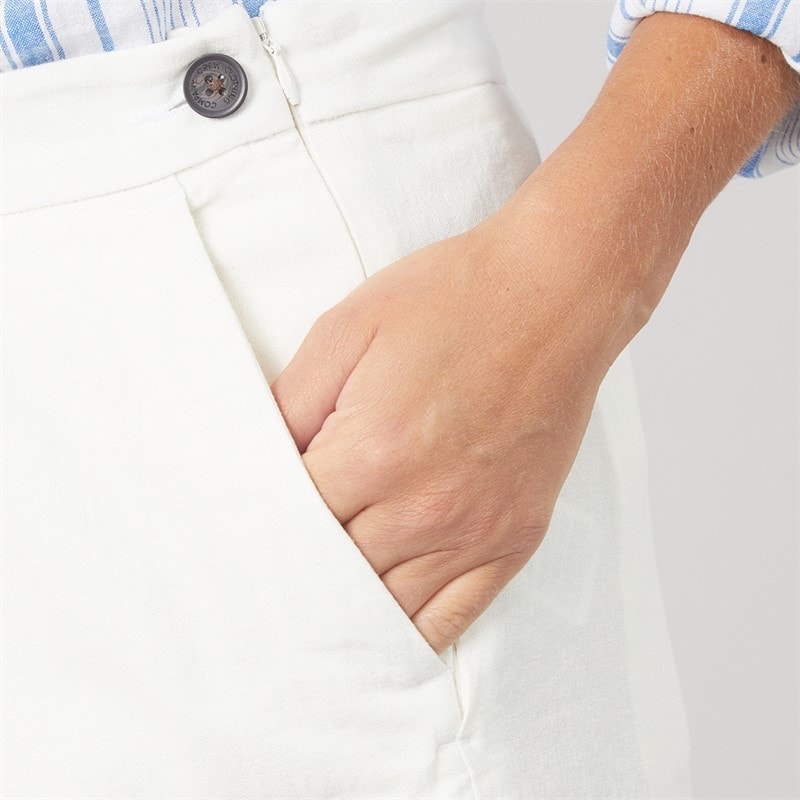 Womens Wide Leg Shorts White Linen - Image 3