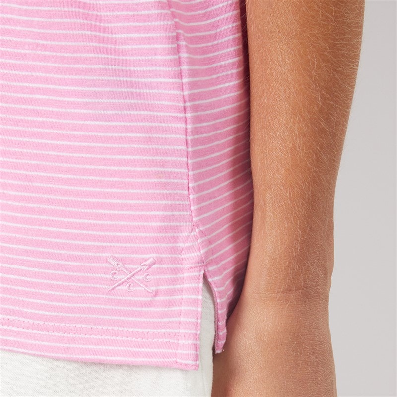 Womens Slub Stripe T-Shirt Fushpinwh - Image 5