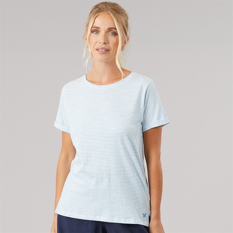 Womens Slub Stripe T-Shirt White Malibu - Image 2