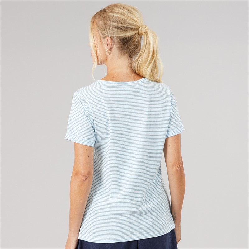 Womens Slub Stripe T-Shirt White Malibu - Image 3