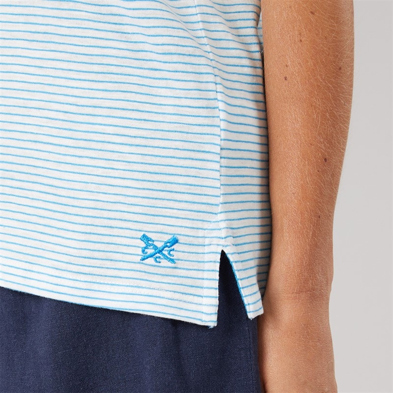 Womens Slub Stripe T-Shirt White Malibu - Image 5