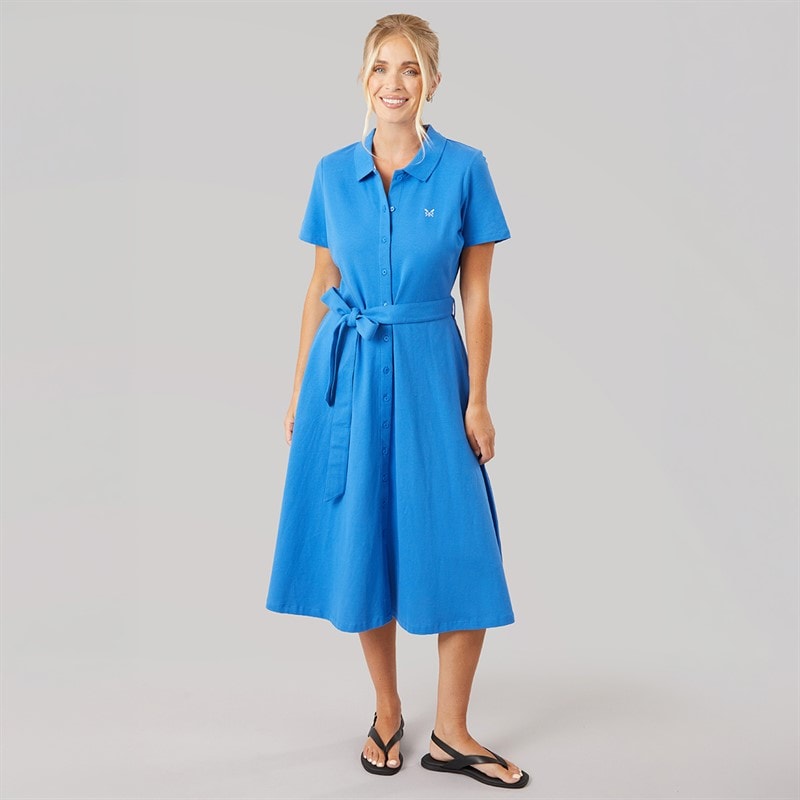 Womens Fit And Flare Polo Dress Strgblue - Image 4