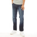 Mens New Embossed Techno Straight Fit Jeans Dark Wash