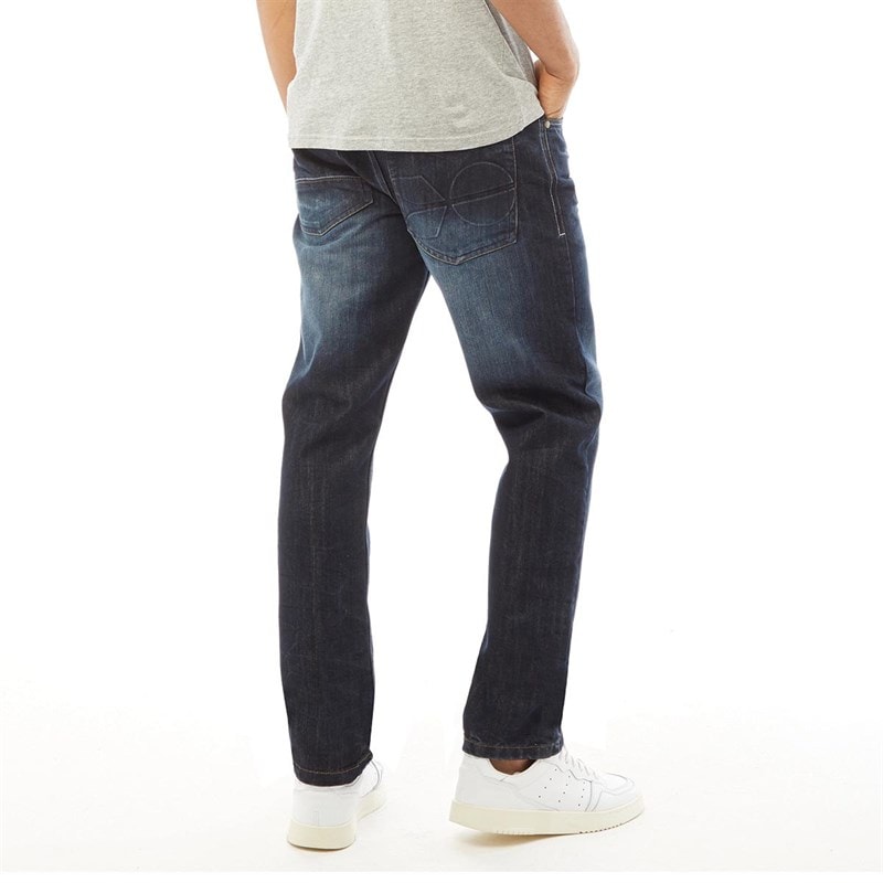 Mens New Embossed Techno Straight Fit Jeans Dark Wash - Image 2