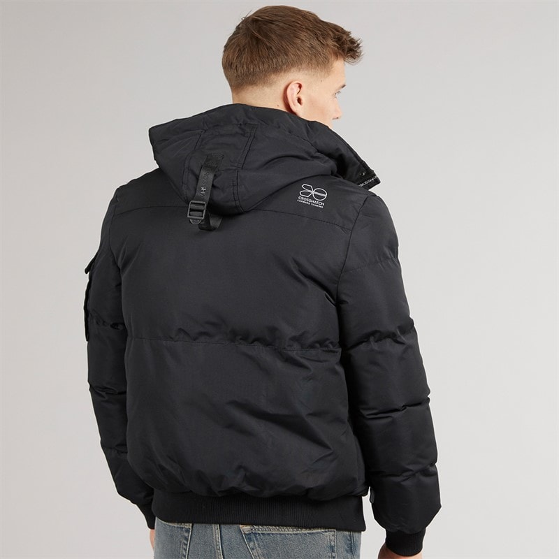 Mens Milwaka Fur Lined Hooded Jacket Black - Image 2