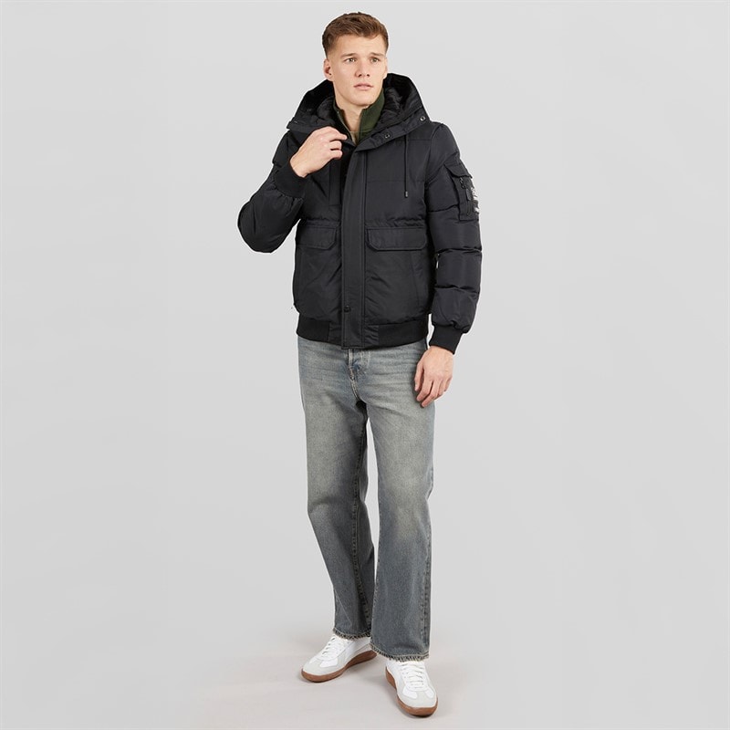Mens Milwaka Fur Lined Hooded Jacket Black - Image 4