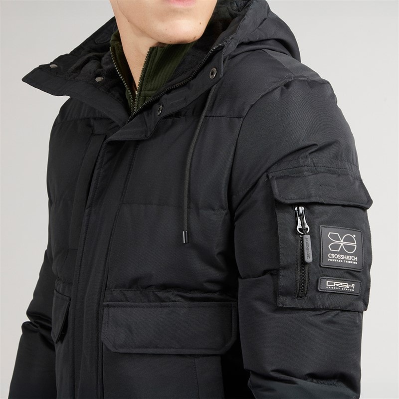 Mens Milwaka Fur Lined Hooded Jacket Black - Image 5