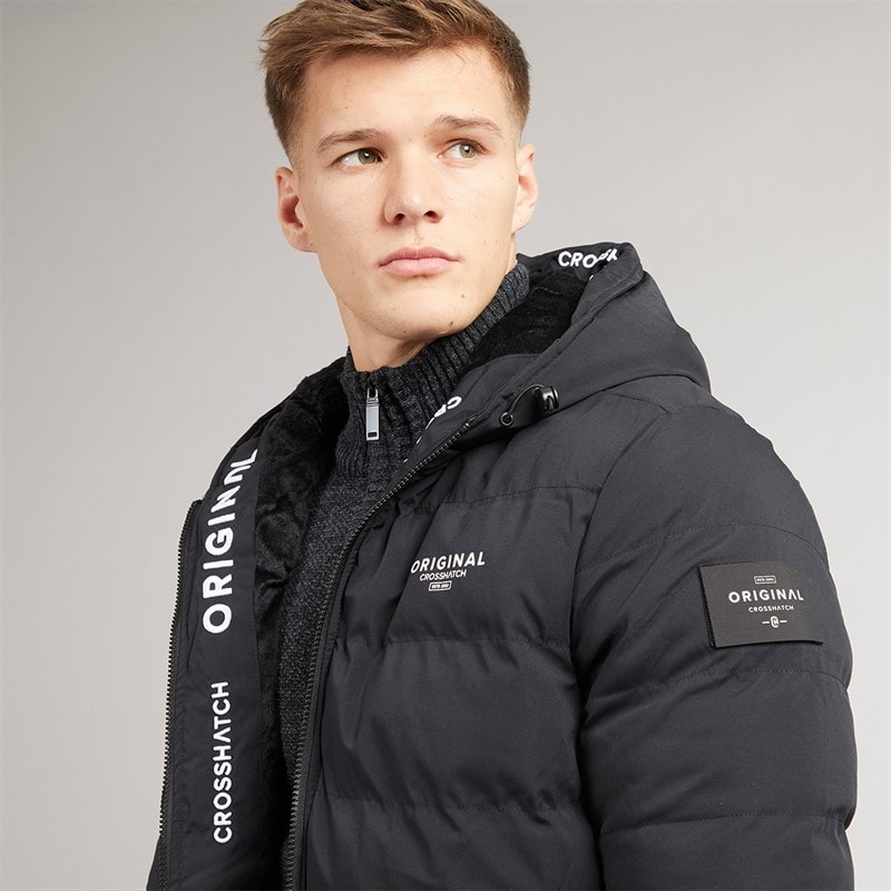 Mens Pitsburg Padded Hooded Jacket Black - Image 3