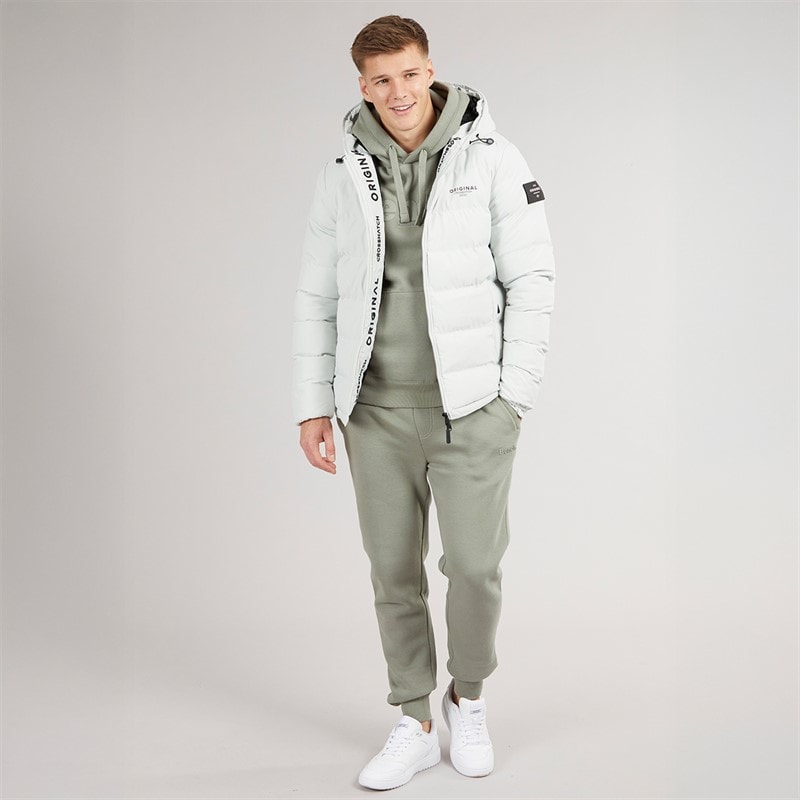 Mens Pitsburg Padded Hooded Jacket Putty - Image 4