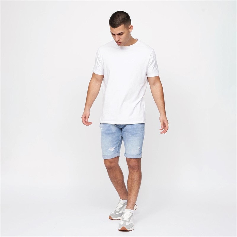 Mens Riptrey Scratch Detail Denim Shorts Lightwash - Image 4