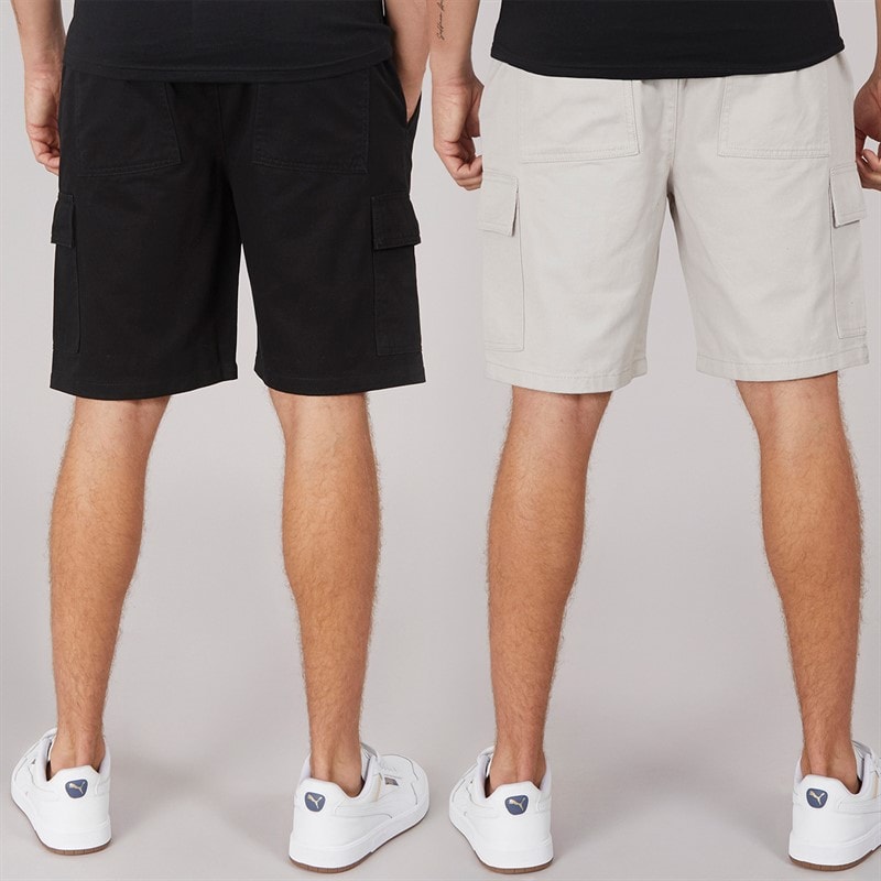 Mens Kathos Two Pack Cargo Shorts Grey/Black - Image 2