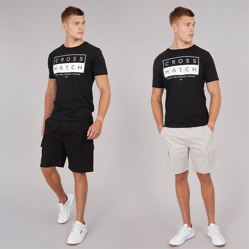 Mens Kathos Two Pack Cargo Shorts Grey/Black - Image 4