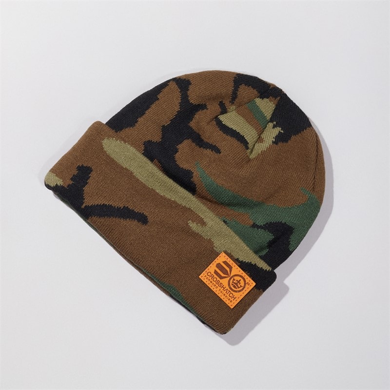 Crosshatch Mens Camo Beanie Green Camo