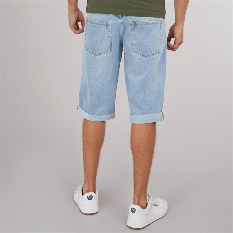 Mens Tillforth Baggy Denim Shorts Light Wash - Image 2